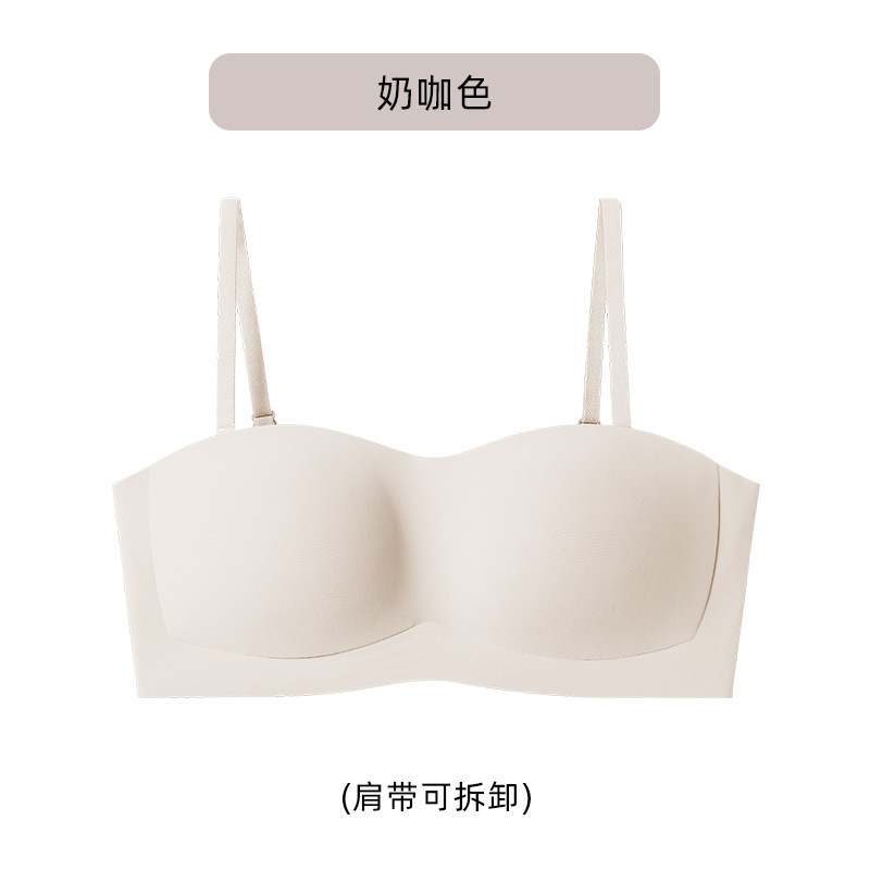 [カスタマイズ] 夏用薄型取り外し可能なショルダーストラップシームレス下着女性用滑り止めプッシュアップリキッドファンデーションインビジブルチューブトップ|undefined
