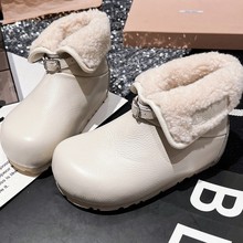 欧货复古翻领两穿加绒保暖雪地靴短靴棉鞋毛毛鞋勃肯鞋面包鞋女鞋