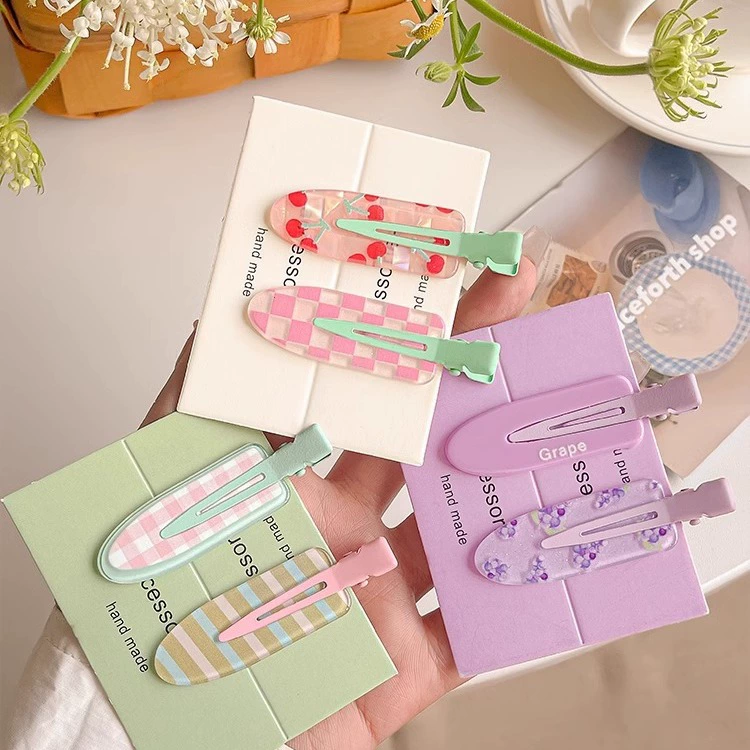 Hair clip set, cute hairgrips for bangs, assorted pastel patterns, multi-piece accessory set