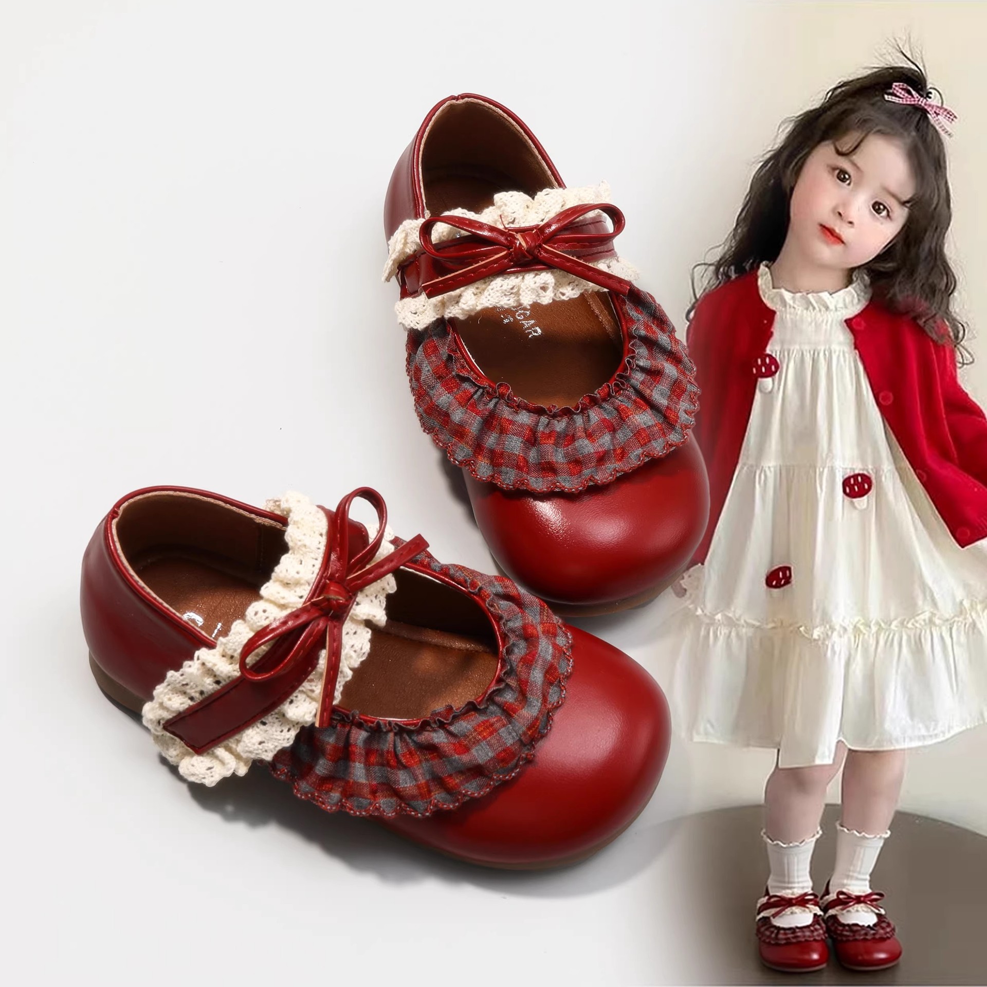 Retro children's fashionable Mary Jane shoes girl's