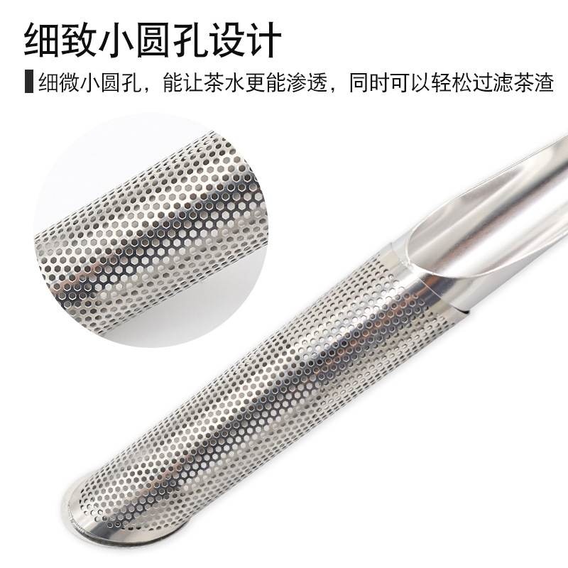 304 tubo de acero inoxidable colgando fabricante de té embudo de té mango té colador de té cuchara de té con mango de té juego de té