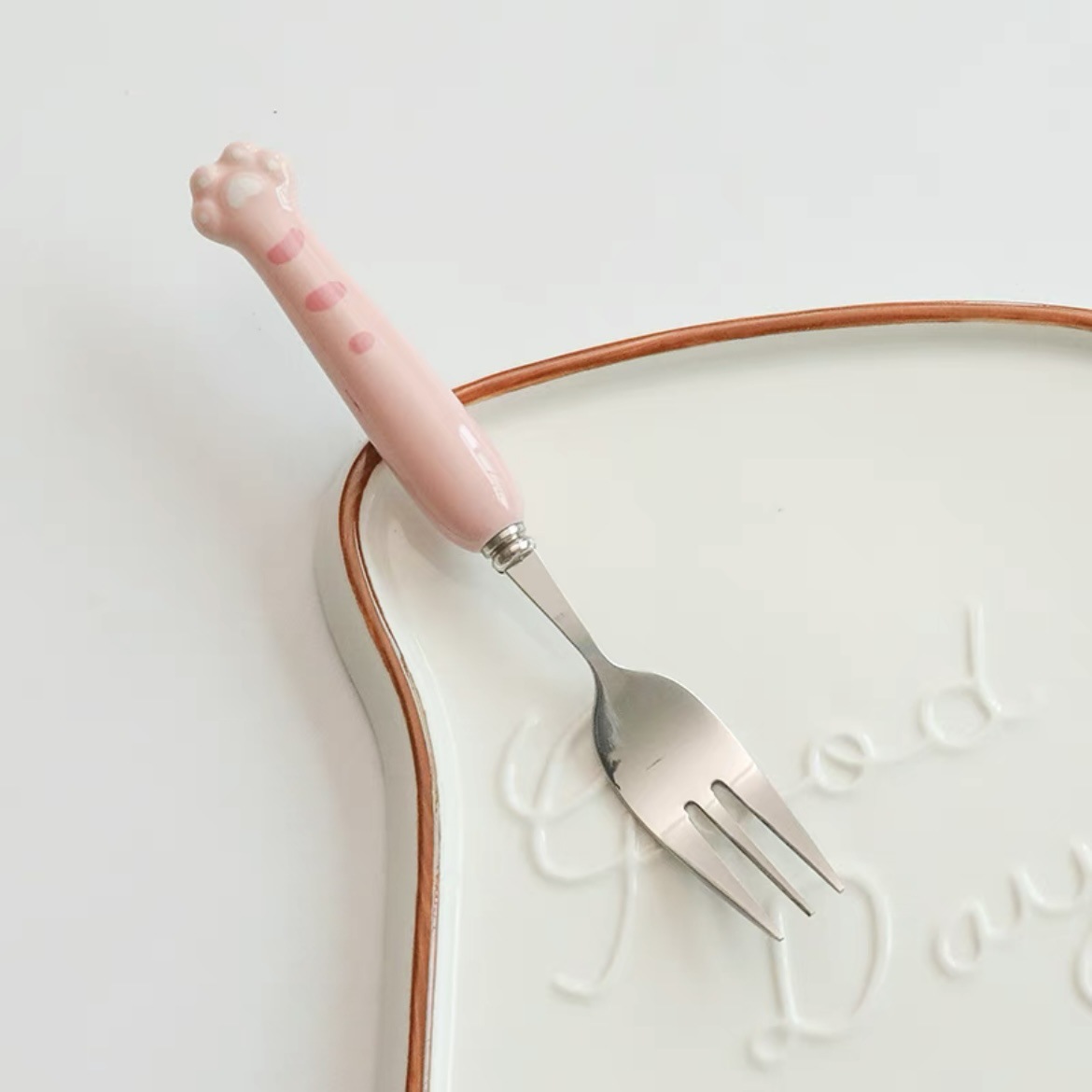 귀여운 호랑이 포크 세라믹 분말