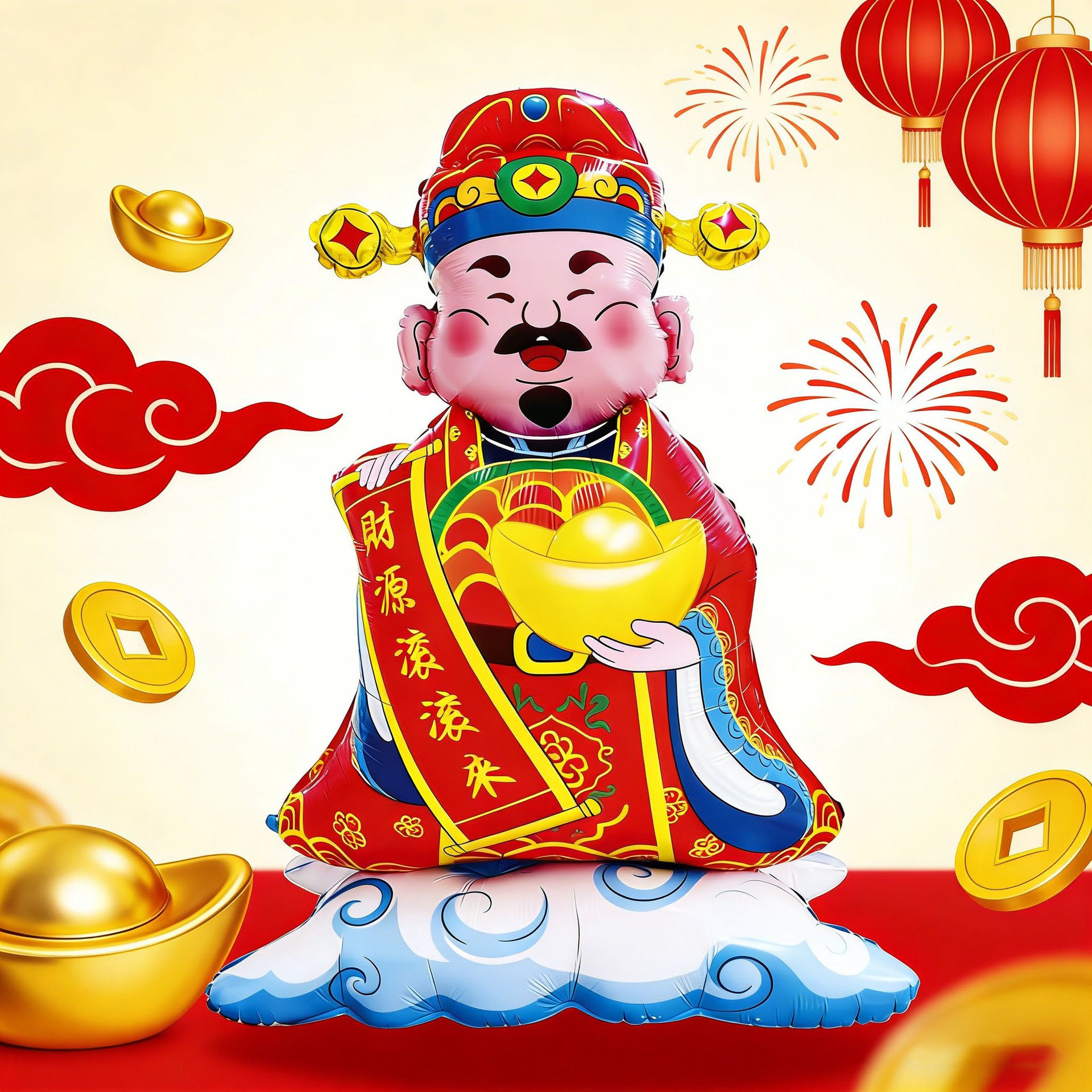 2026站立大财神铝膜气球马年新年春节商场酒店景点聚会装饰跨年