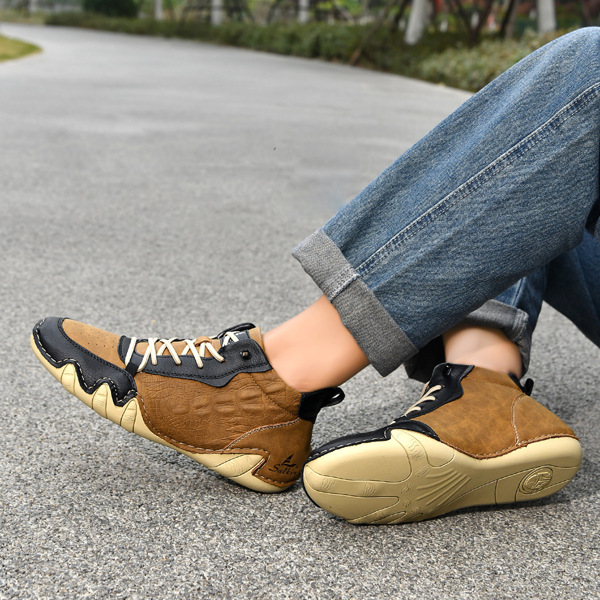 Herren Mid-top Martin Boots Mit Weiter Passform Für Freizeit_voghion.com