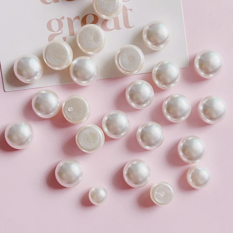 Highlight ABS imitation pearl bread beads round half hole diy button clothing shoes and hats accessories steamed bread half beads