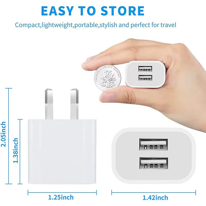 Apple, compatible mobile phone, charger, 1A, 2A, 5W