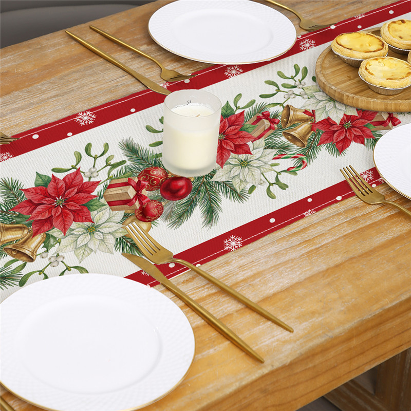 Banderas de mesa de Navidad transfronterizas personalizadas multipatrón impresas bandejas de decoración de mesa de fiesta doméstica tela de mesa image 4