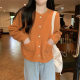 Single Breasted Sweater Women's Autumn New Round Neck Sweet Age-reducing Fashion Stylish Lazy Style Knitted Jacket for Women