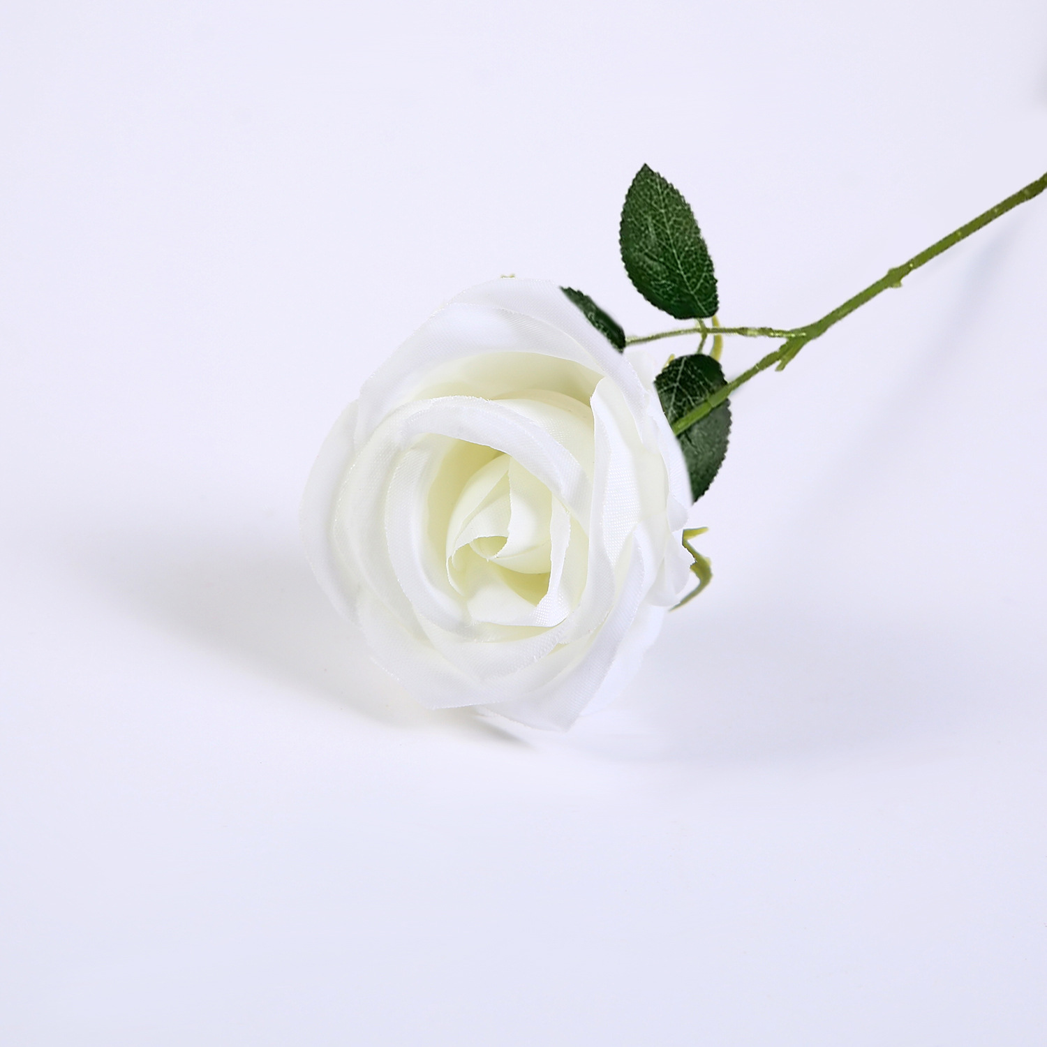 흰색 3호 + 잎이 있는 24cm 꽃줄기