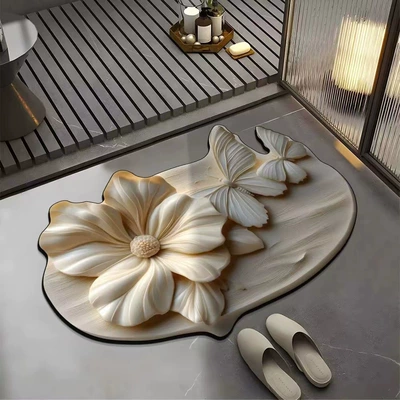 Flower Butterfly Diatom Mud Floor Avtomobil döşəmə paspasları - flower-18-4060cm-diatom-mud