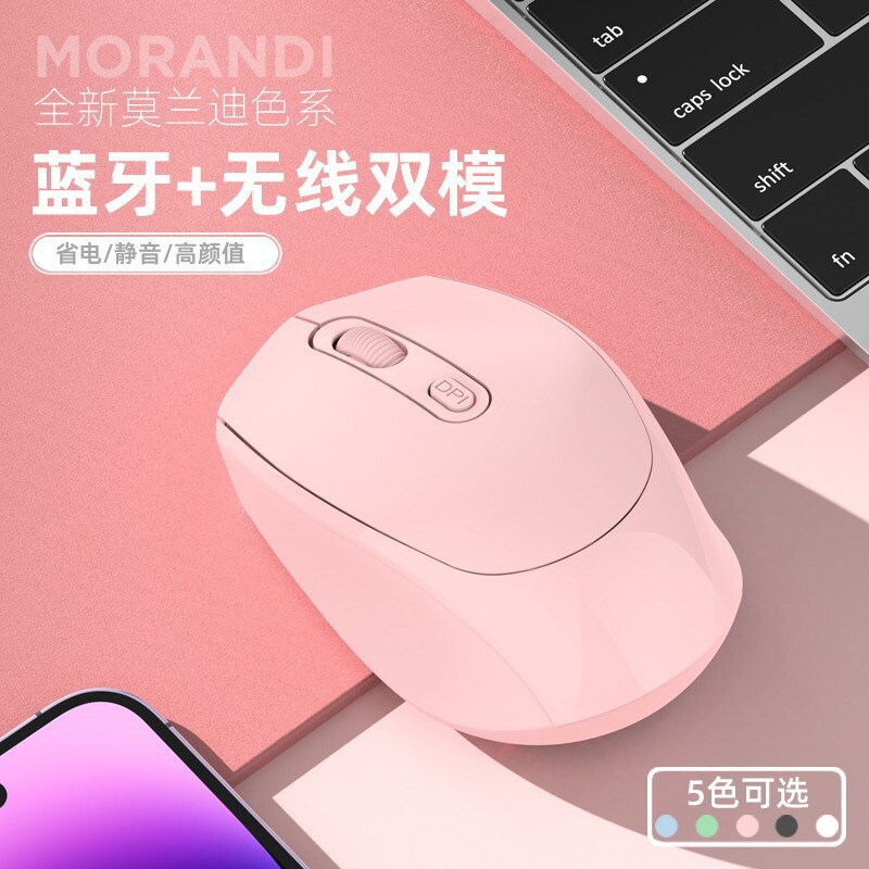 Morandi Rechargeable Bluetooth Mouse Macaron Wireless Mouse Suitable for Apple and Huawei Laptops Silent Mouse