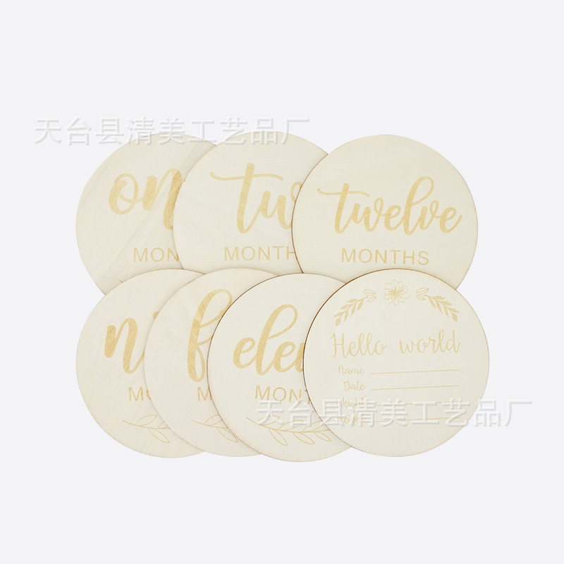 7 Madera grabado láser ronda madera chips de madera decorativa oblea láser 2 cada 14 unidades un paquete