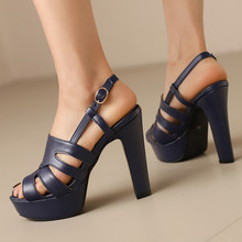 速卖通外贸款2025夏季水台凉鞋40-50大码鱼嘴低筒凉靴高跟女鞋子