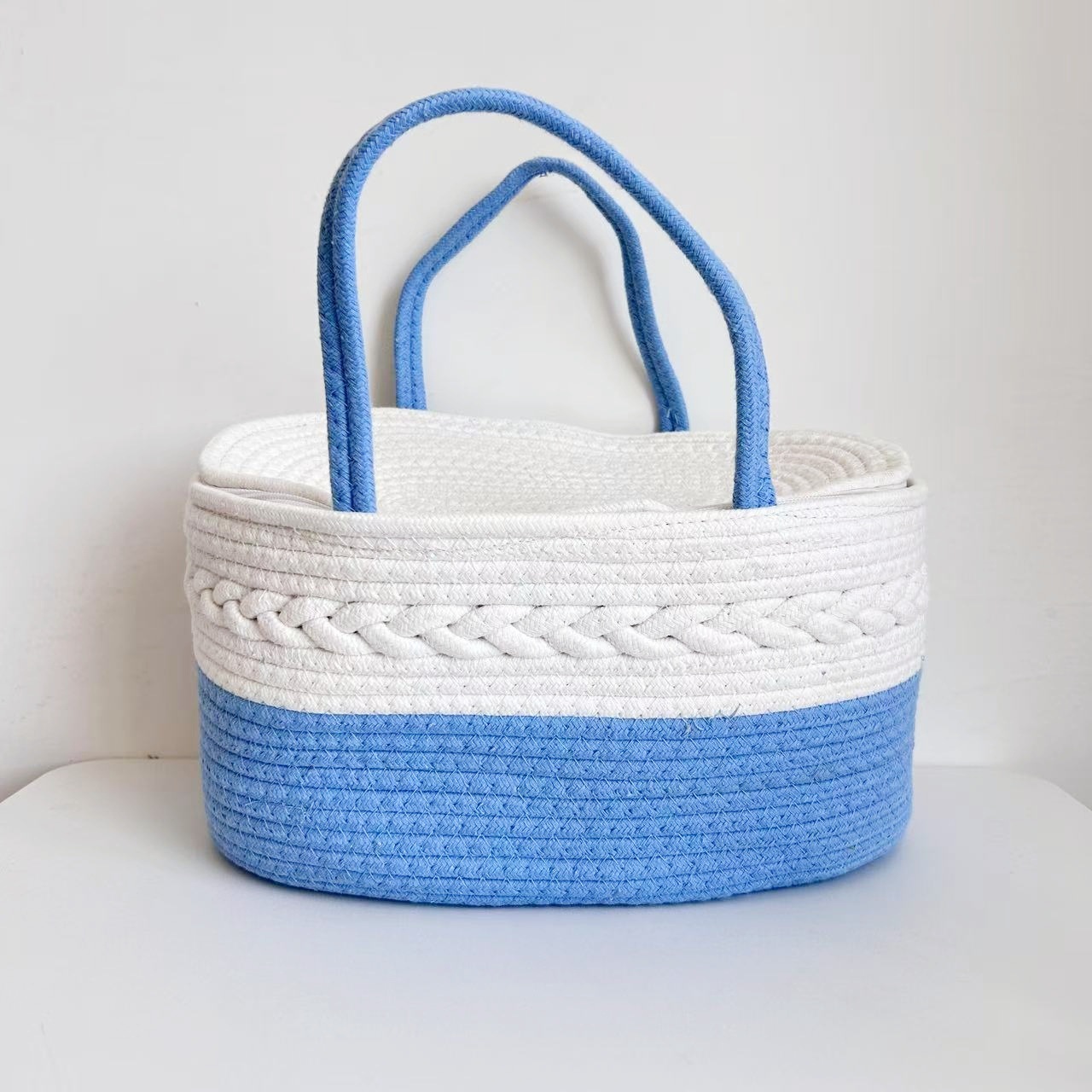 Cesta de pañales para bebés Cesta de almacenamiento de juguetes Cesta de almacenamiento Cesta de mano con borlas Cesta de mano tejida a mano Rejilla extraíble y portátil