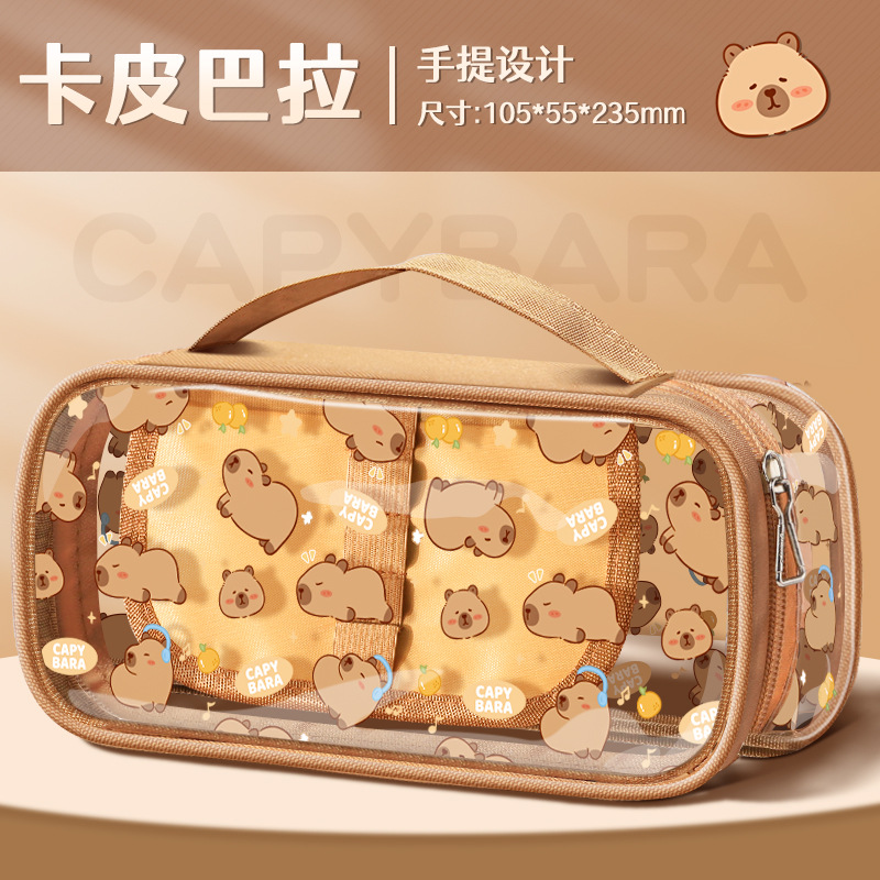 Nueva bolsa de lápices de gato de manzana de perro garabateado, linda impresión de mascotas, forro grueso de gran capacidad, papelería de fiesta de estudiantes al por mayor