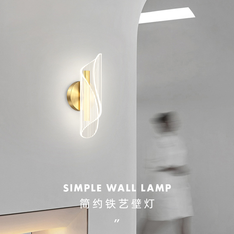 lámpara de pared acrílica fluorescente sala de estar fondo pared decoración lámpara pasillo escalera lámpara dormitorio cabezal de cama lámpara LED