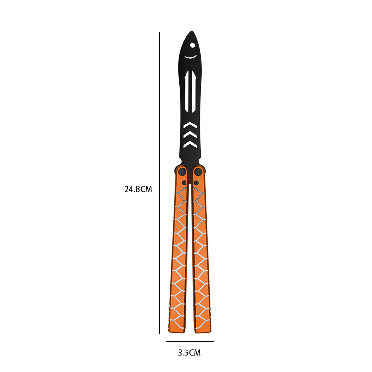Nuevo divertido pez mariposa cuchillo plegable cuchillo mango de aluminio hoja sin abrir cuchillo de acero inoxidable herramienta de práctica al aire libre fábrica en stock al por mayor