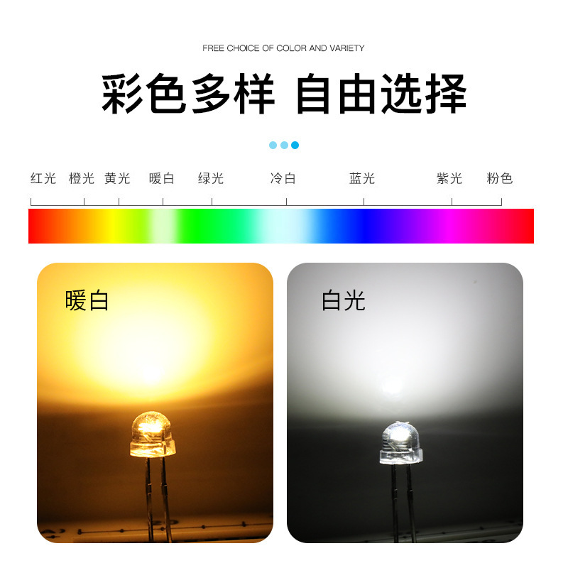 5mm麦わら帽子透明短足白色光/暖かい白色led電球直挿しf5麦わら帽子白色光led発光ダイオード|undefined