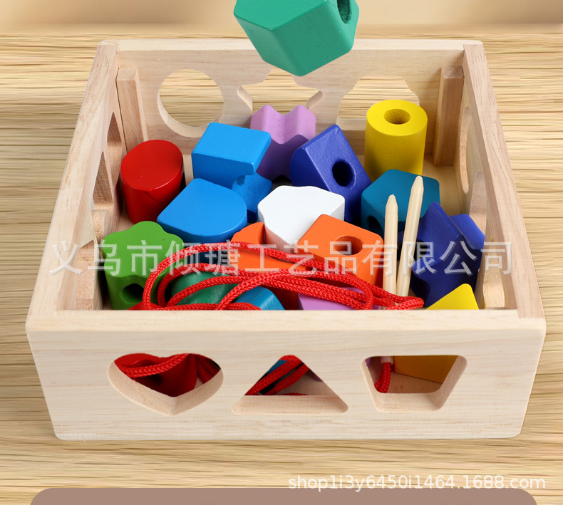 Yeni Model Çocuk Montessori Öğretim Araçları Şekil Eşleştirme Geometrik Şekil Tanıma İp Boncuğu Yapı Taşları Montessori Erken Eğitim Oyuncağı