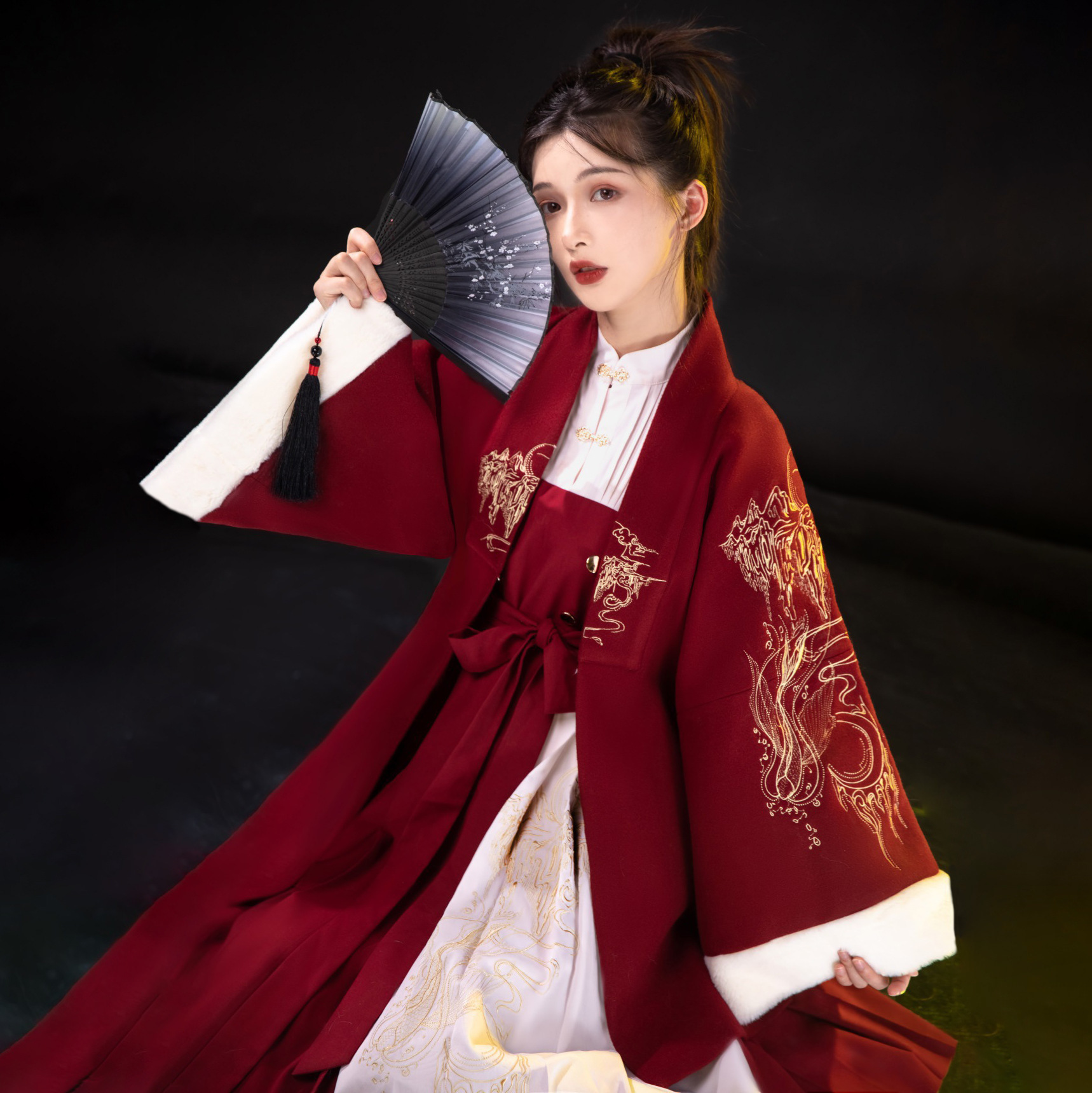Diseño original Xuanyu Hanfu mujer estilo chino Han elemento mejorado vestido de capa de dos piezas set 6421
