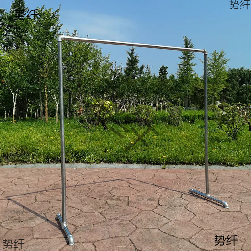 Galvanized Pipe Clothing Rack Display Rack Floor-Standing Drying Rack Clothes Hanger Single Rod Rack Water Pipe Clothes Drying Rack