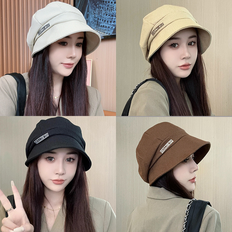 여성용 삼위 일체 어부 모자, 고급형, 큰 머리 둘레, 가을 겨울 팔각형 베레모, 일본식 일반 얼굴 가리개 모자