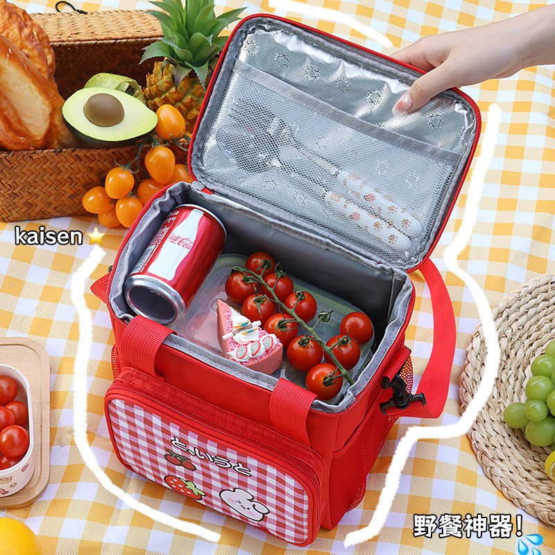 Nueva bolsa de picnic portátil al aire libre de dibujos animados portátil lonchera bolsa estudiante oficinista de gran capacidad bolsa de Almuerzo