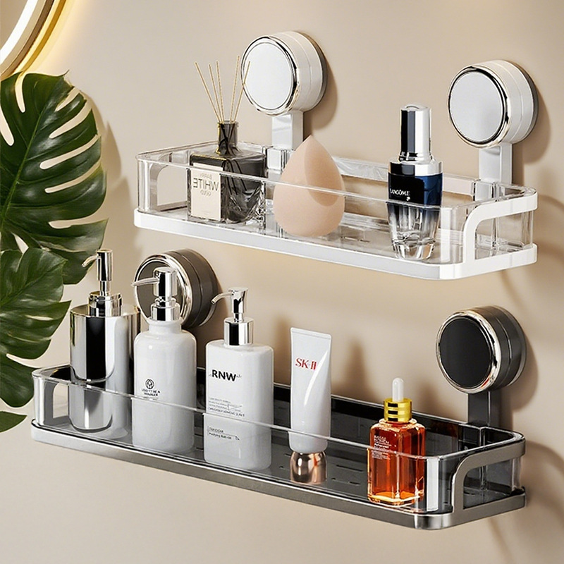 Suction Cup Storage Rack Wall-Mounted Bathroom Toilet Cosmetics Storage Shelf No-Drill Washbasin Toilet
