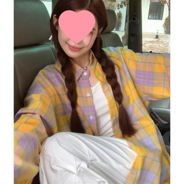 秋季百搭新款格子长袖女士衬衫休闲宽松韩版设计感衬衣外穿|undefined