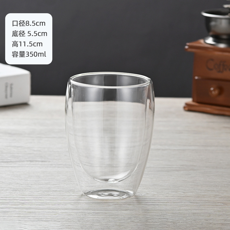 Oficina de doble capa de vidrio con mango aislado té de doble capa taza de café taza de vidrio transparente taza de leche