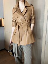 厂家直销真皮皮衣绵羊皮新款高端气质休闲女中长款风衣外套