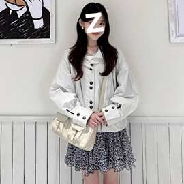原版做法慵懒风花苞型短款外套女秋冬工装风休闲宽松通勤夹克上衣