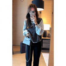 春季温柔系穿搭女2025新款氛围感气质衬衫针织马甲牛仔裤三件套潮