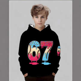 25跨境拼接撞色数码印花男童连帽卫衣深蓝主调休闲男孩休闲百搭