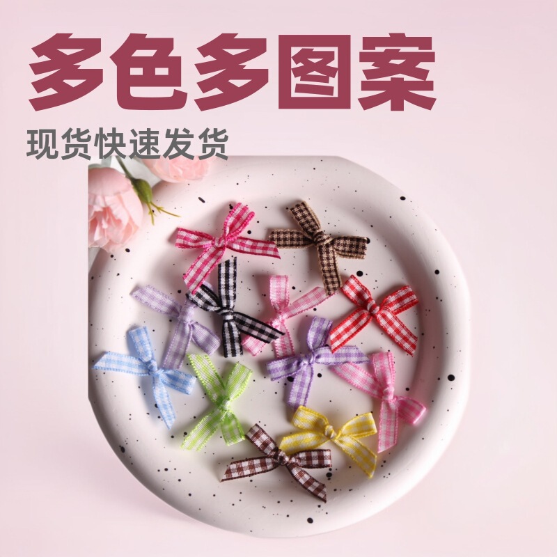 in stock wholesale 6MM plaid with bow diy decoration christmas ribbon machine with bow clothing accessories accessories