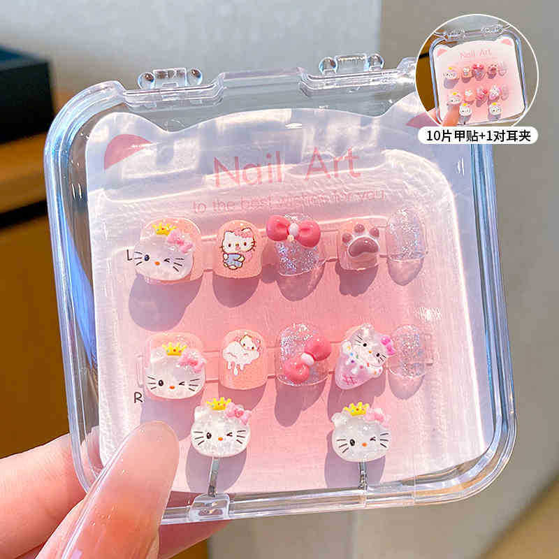 Rain Spirit Sanrio parches de manicura desmontables para niños Kulomi chicas usan pegatinas de uñas al por mayor