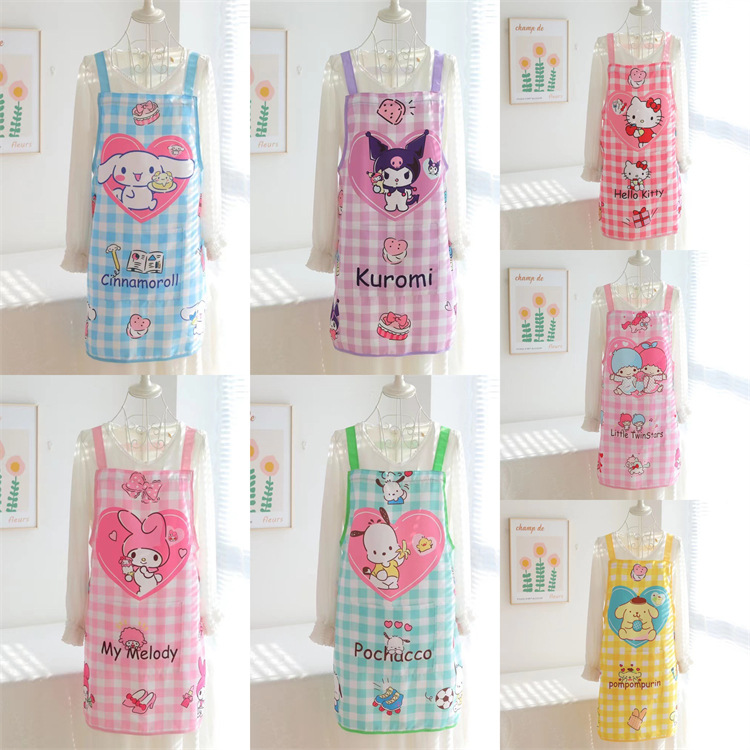 일본 만화 귀여운 쿨리 미 패션 가정용 방오 앞치마 방수 방수 가정용 주방 요리 허리