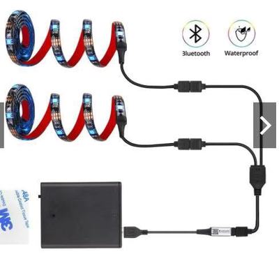 led Light belt 5V Black bottom 5050 Colorful RGB30 Lamp optional Bluetooth APP controller RF Wireless Controller USB