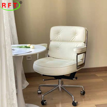 轻奢高档休闲椅阿勒夫耶椅舒适皮质现代简约电脑椅人体工学办公椅