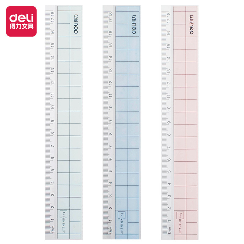 得l力6230卡通创意直尺透明 30cm 尺子 学生文具彩色波浪线塑料尺