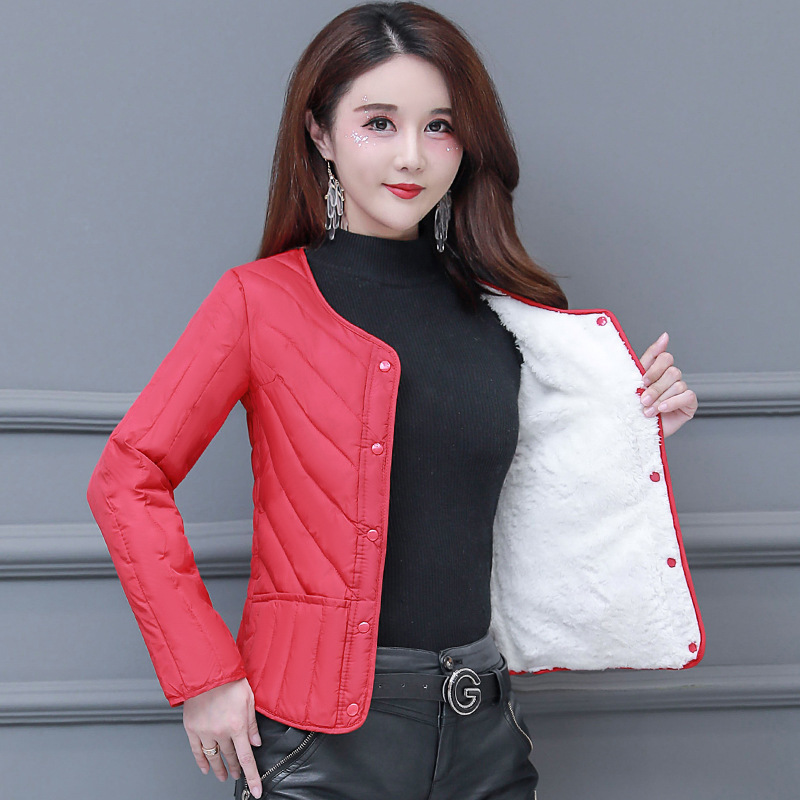 秋冬の羽毛の綿服の女性の内の胆の短い金のカシミヤの厚いお母さんは大きいサイズの中で保温服の中高年のコートを着ます。|undefined