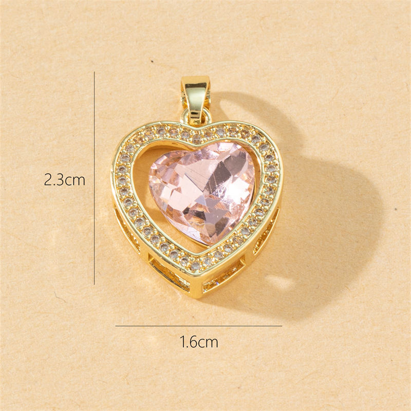 1 Piece Copper Zircon Heart Shape Pendant display picture 2