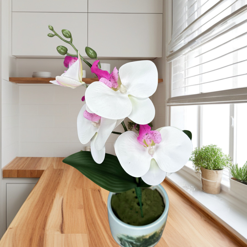 Simulación de 4 mariposas orquídeas PU sensación de flores falsas decoración de bodas decorativa orquídea decoración de mesa orquídea mayorista