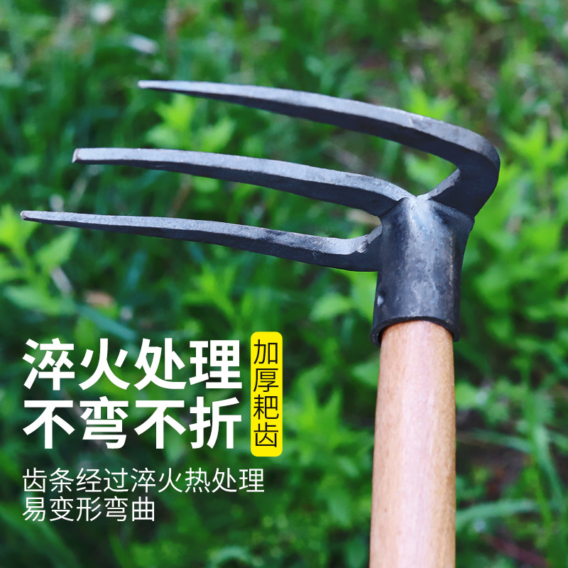 家用手工花锄多功能碳钢种花小锄头除草铲土除草两用锻打二齿E18