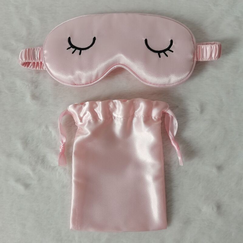 漫画のまつげのシミュレーションの糸の子供の3-12歳の専用の睡眠の遮光のかわいい刺繍の桑のシルクのアイマスク|undefined
