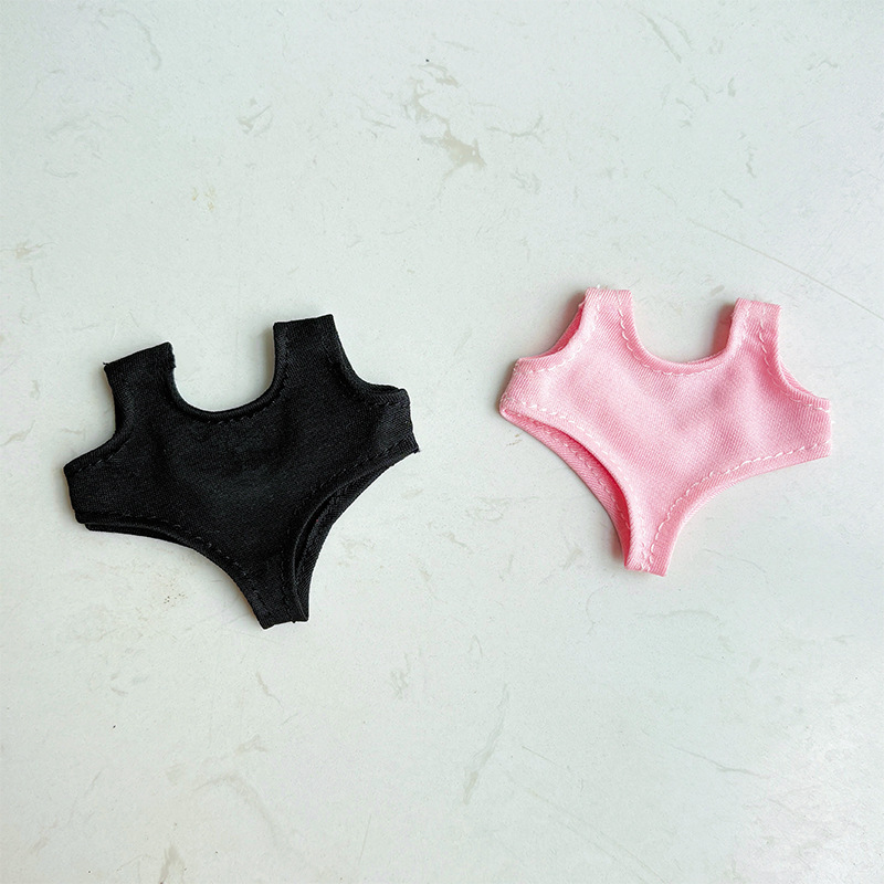 17cm Plush Doll Swimsuit Black One-Piece Vacation Style 15cm Cotton Doll Clothes