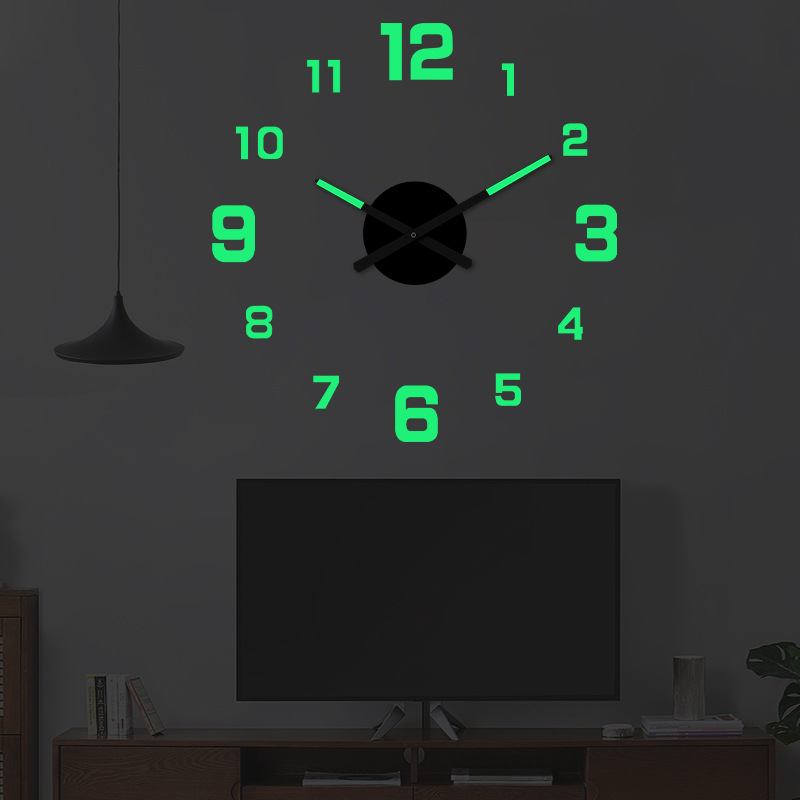 Casual Luminous Clock Creative Wall Hanging DIY Digital Wall Clock High-End Wall Hanging Decoration Living Room Punch-Free Clock