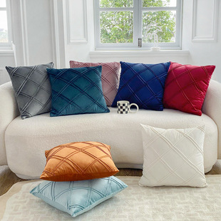 Solid Color Crumpled Dutch Velvet Stripesd Pure Color Pillow Decoration Sofa Office Cushion Bedside Backrest Home Pillow