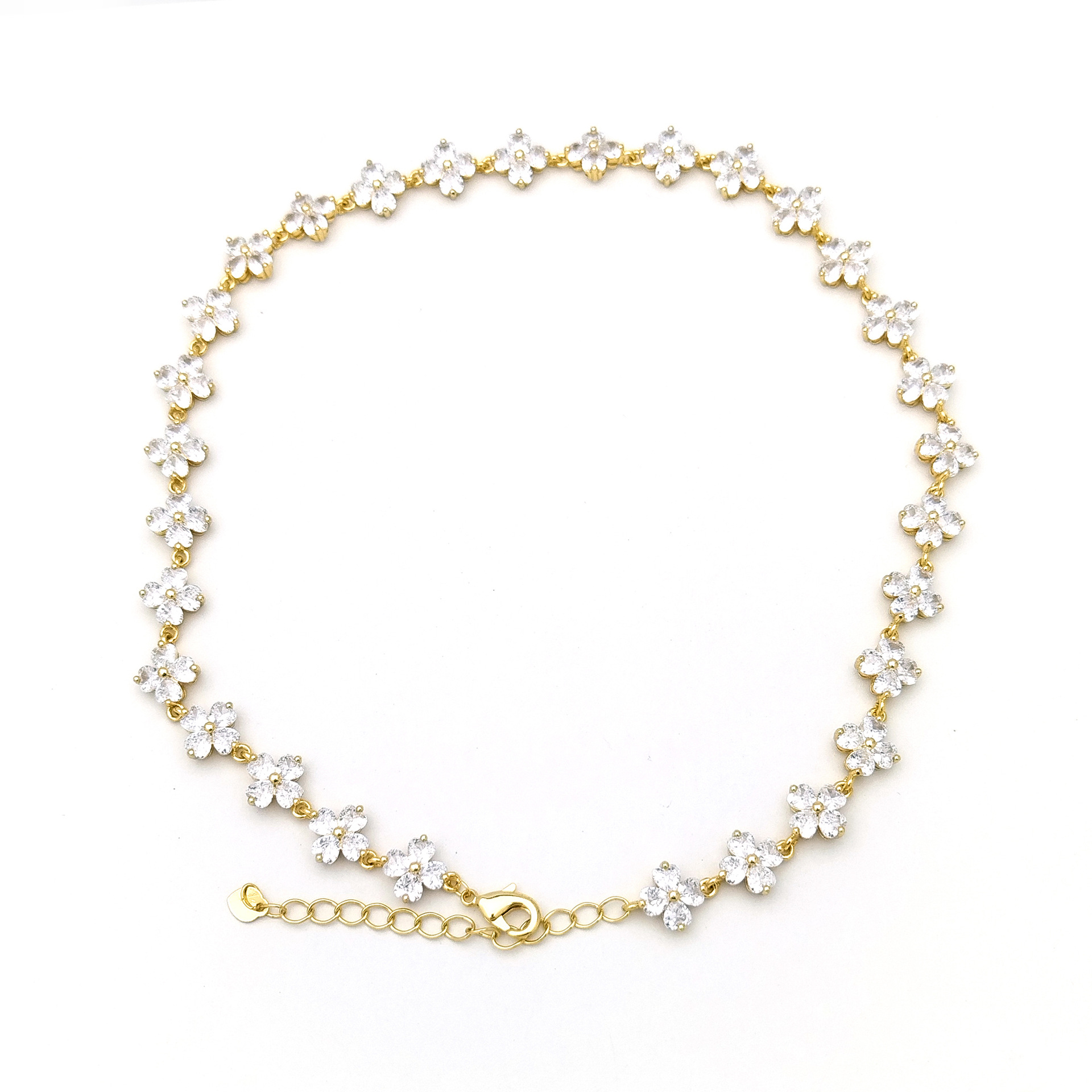 Copper Inlay Heart Shape Solid Color Flower Zircon Necklace display picture 8