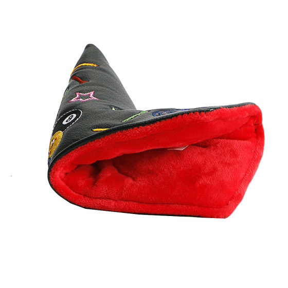 New golf putter cap cover club protection cover smiley face pattern head cover semicircle straight bar magnet closure